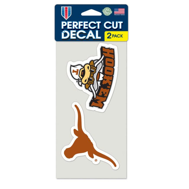 Juego de dos calcomanías de Texas Longhorns Perfect Cut de 4" x 4"
