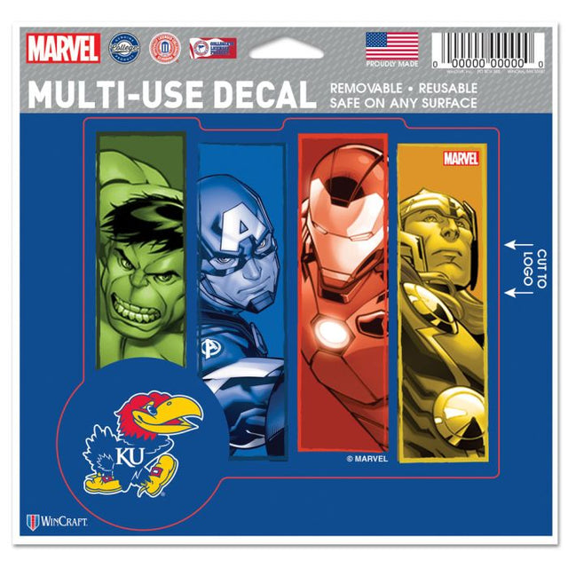 Kansas Jayhawks / Marvel (C) 2021 Marvel Multi-Use Decal - cut to logo 5" x 6"