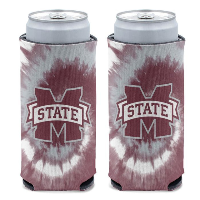 Refrigerador de lata delgado de 12 oz con estampado TIE DYE de Mississippi State Bulldogs