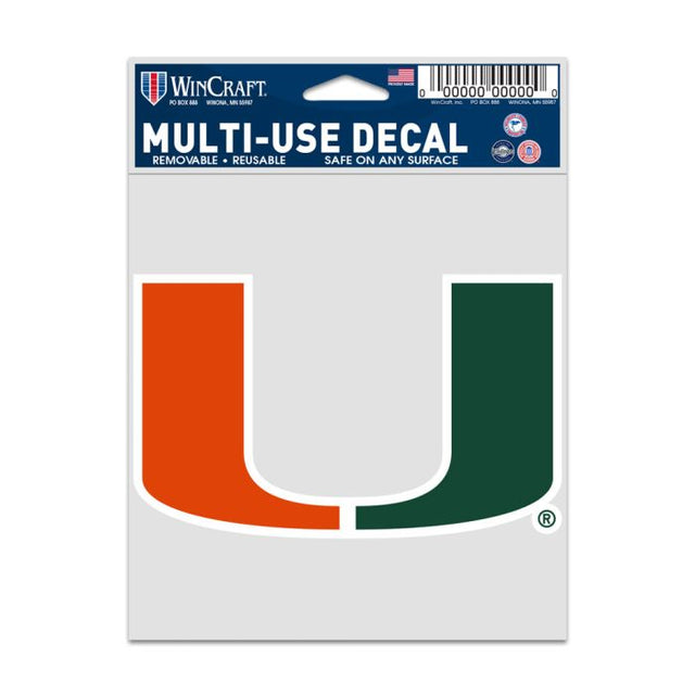 Calcomanías para fanáticos con el logotipo de los Miami Hurricanes de 3,75" x 5"