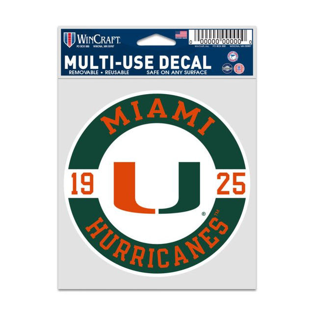 Calcomanías para fanáticos de los Miami Hurricanes PATCH de 3,75" x 5"
