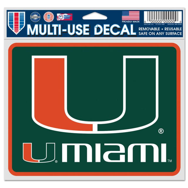 Calcomanías rectangulares para fanáticos de los Miami Hurricanes de 5" x 6"