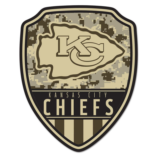 Letrero de madera de los Kansas City Chiefs de 11 x 14 pulgadas con forma de escudo