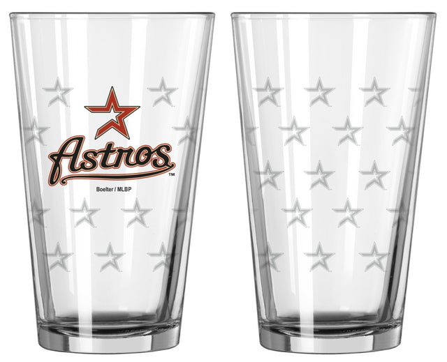 Juego de vasos de pinta con grabado satinado de los Houston Astros
