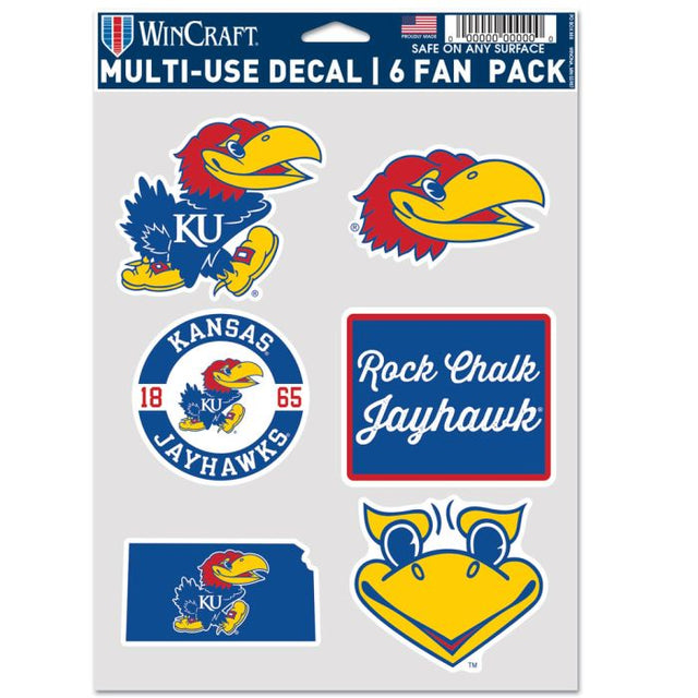 Kansas Jayhawks 6 PACK STATE SHAPE Multi Use 6 Fan Pack