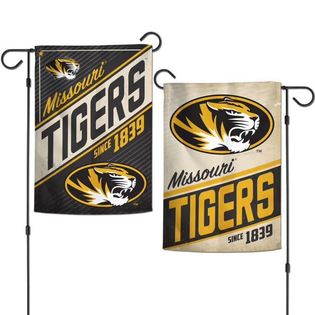 Banderas de jardín retro de los Missouri Tigers, de 2 lados, 12,5" x 18"