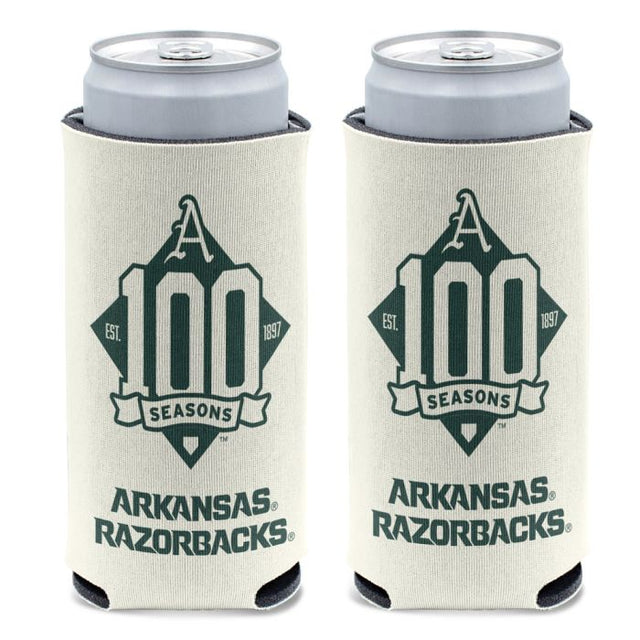 Arkansas Razorbacks ARKANSAS BASEBALL 100 SEASONS 12 oz Slim Can Cooler CREAM