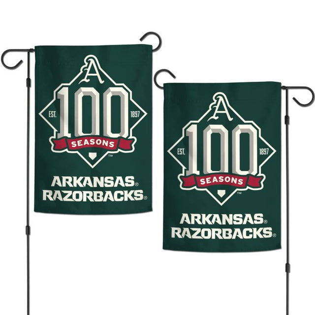 Arkansas Razorbacks ARKANSAS BASEBALL 100 SEASONS Garden Flags 2 sided GREEN