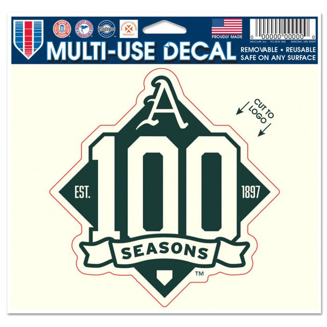 Arkansas Razorbacks ARKANSAS BASEBALL 100 SEASONS Multi-Use Decal - cut to logo CREAM