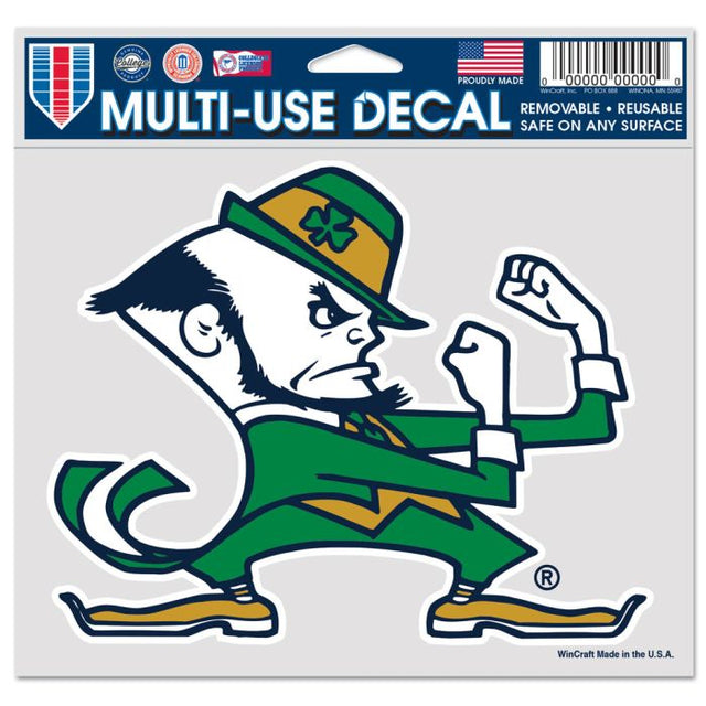 Notre Dame Fighting Irish Multi-Use Decal -Clear Bckrgd 5" x 6"