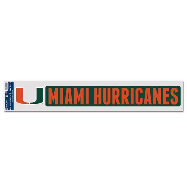 Paquete de 2 calcomanías para fanáticos de los Miami Hurricanes, 3" x 17"