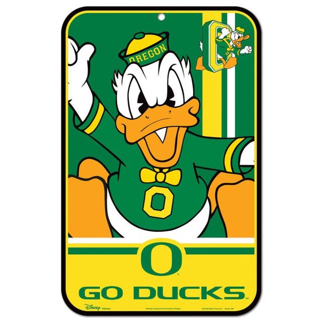 Letrero de plástico con el PATO DONALD de los Oregon Ducks, 11" x 17"