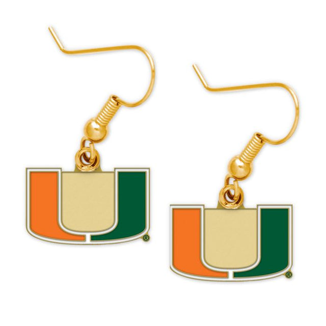 Tarjeta de joyería con aretes de los Miami Hurricanes