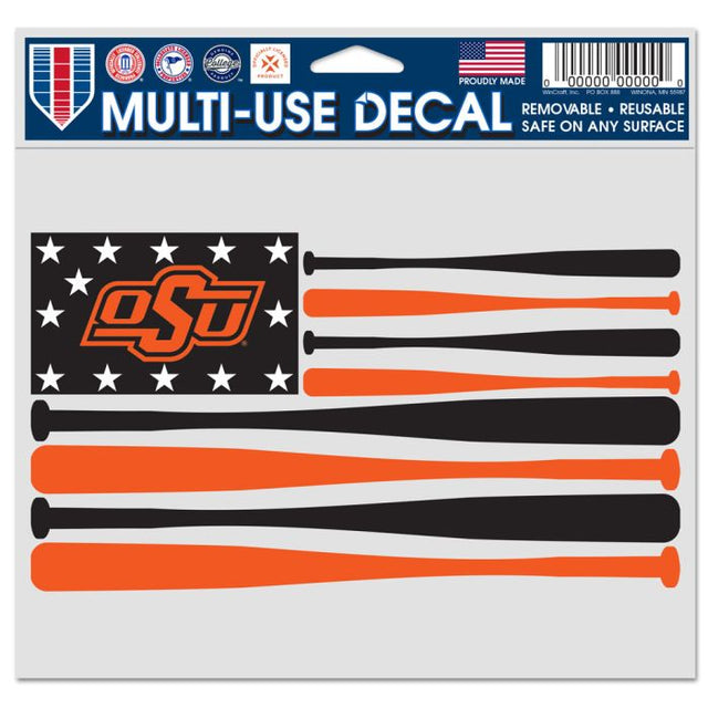 Oklahoma State Cowboys PATRIOTIC BATS Multi-Use Decal -Clear Bckrgd 5" x 6"