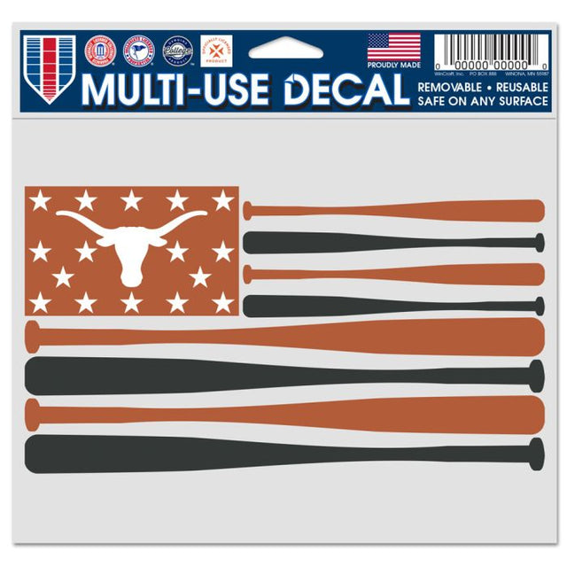 Calcomanía multiusos PATRIOTIC BATS de Texas Longhorns, fondo transparente, 5" x 6"