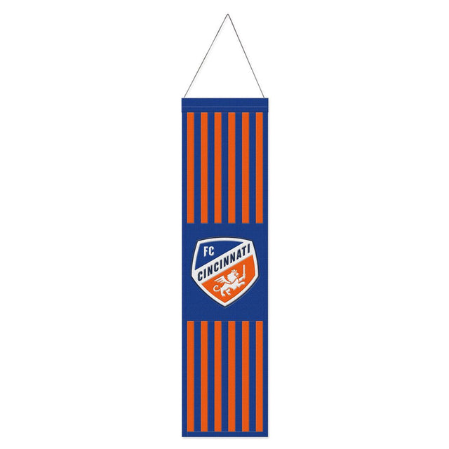 Estandarte del FC Cincinnati de lana de 8 x 32 pulgadas con diseño tradicional