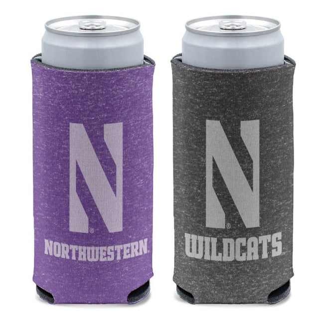 Enfriador de latas delgado de 12 oz con diseño jaspeado de Northwestern Wildcats