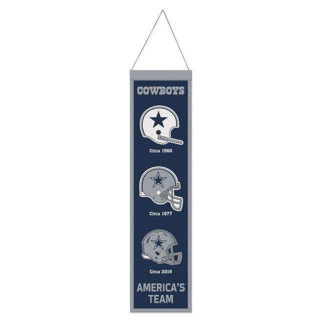 Bandera de los Dallas Cowboys de lana de 8 x 32 pulgadas, Heritage Evolution Design