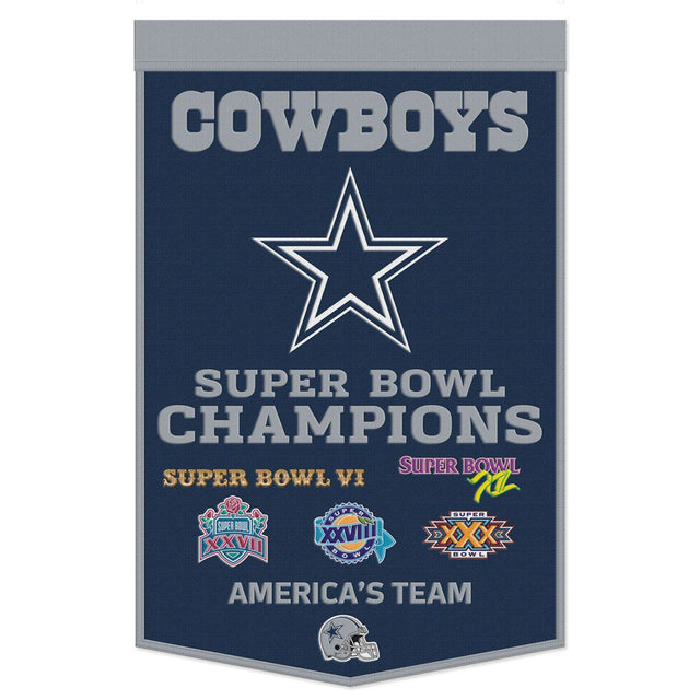Estandarte de lana de los Dallas Cowboys de 24 x 38 pulgadas con diseño Dynasty Champ