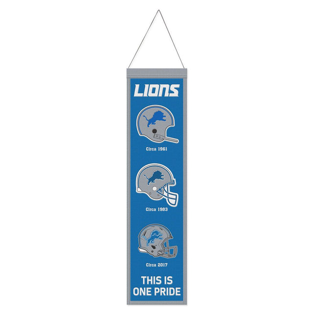 Estandarte de lana de los Detroit Lions de 8 x 32 pulgadas con diseño Heritage Evolution