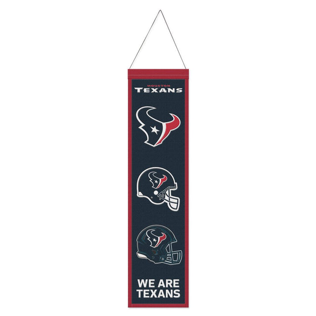 Bandera de lana de los Houston Texans de 8 x 32 pulgadas, Heritage Evolution Design