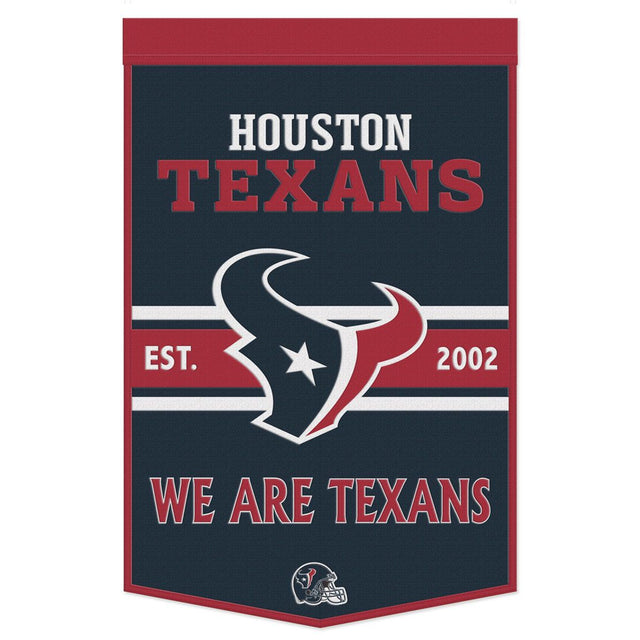 Estandarte de lana de los Houston Texans de 24 x 38 con diseño de eslogan Dynasty
