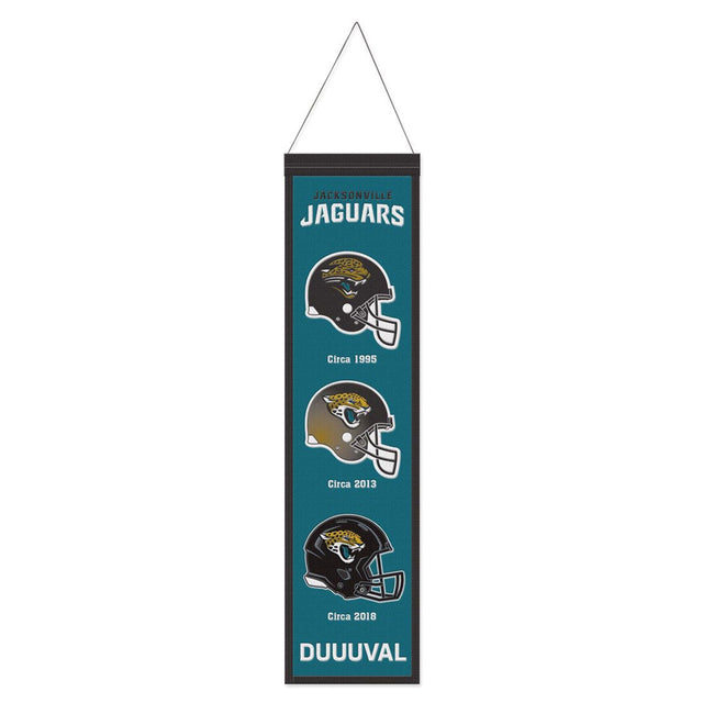 Estandarte de lana de los Jacksonville Jaguars de 8 x 32 pulgadas con diseño Heritage Evolution