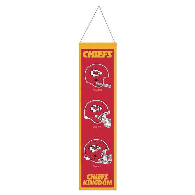 Estandarte de lana de los Kansas City Chiefs de 8 x 32 pulgadas, Heritage Evolution Design