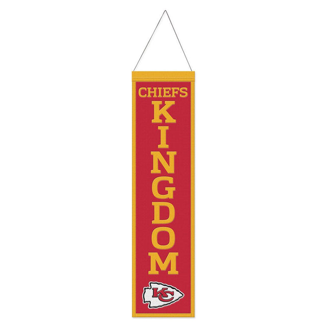 Estandarte de lana de los Kansas City Chiefs de 8 x 32 pulgadas con diseño de eslogan tradicional