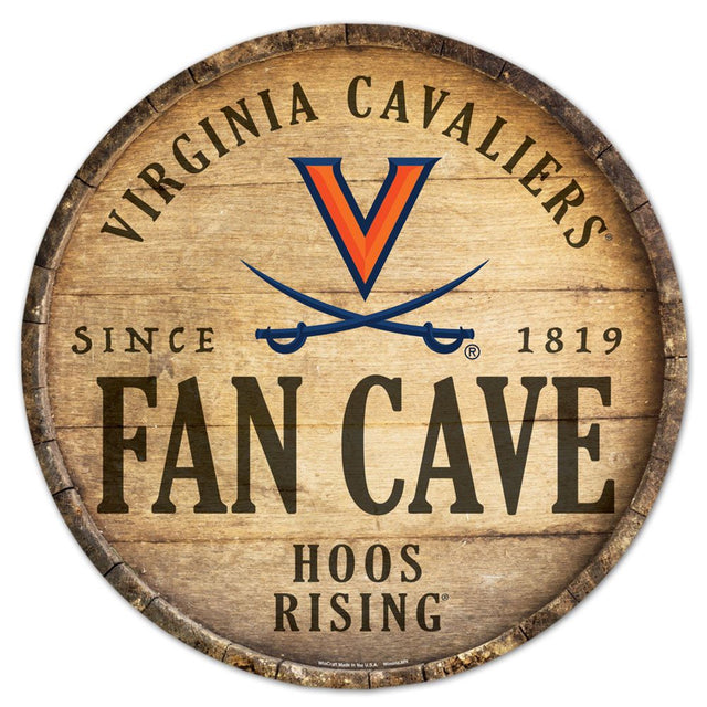 Virginia Cavaliers Sign Wood 14" Round Barrel Top Design