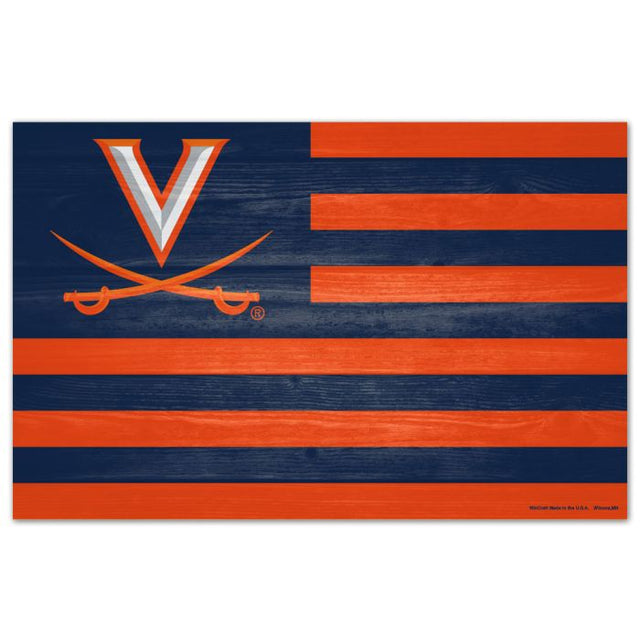 Letrero de madera de Virginia Cavaliers AMERICANA de 11" x 17" y 1/4" de grosor
