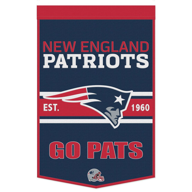 Estandarte de lana de los New England Patriots de 24 x 38 pulgadas con diseño de eslogan Dynasty