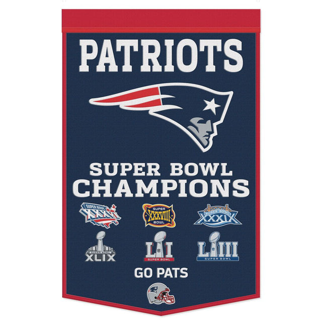Estandarte de lana de los New England Patriots de 24 x 38 pulgadas con diseño Dynasty Champ
