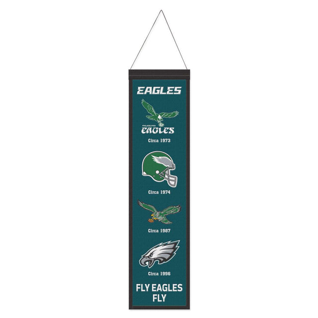 Estandarte de lana de los Philadelphia Eagles de 8 x 32 pulgadas con diseño Heritage Evolution