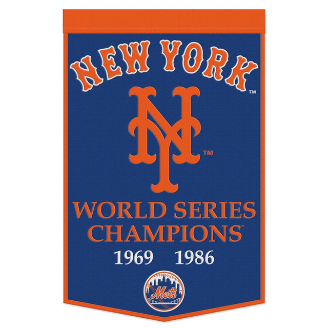 Estandarte de lana de los Mets de Nueva York de 24 x 38 pulgadas con diseño Dynasty Champ