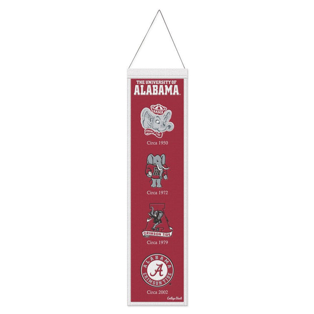 Bandera de Alabama Crimson Tide de lana de 8 x 32 pulgadas Heritage Evolution Design