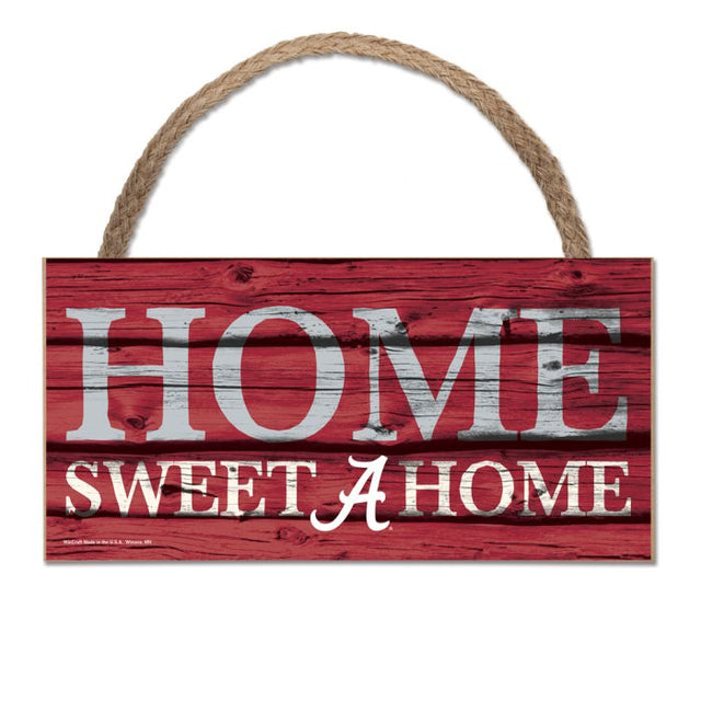 Alabama Crimson Tide HOME SWEET HOME Letrero de madera con cuerda de 5" x 10"