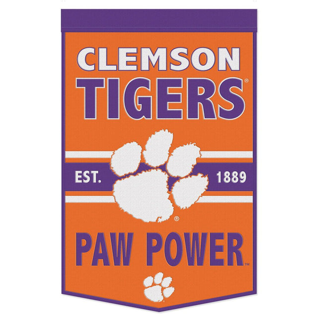Clemson Tigers Banner Wool 24x38 Dynasty Slogan Design