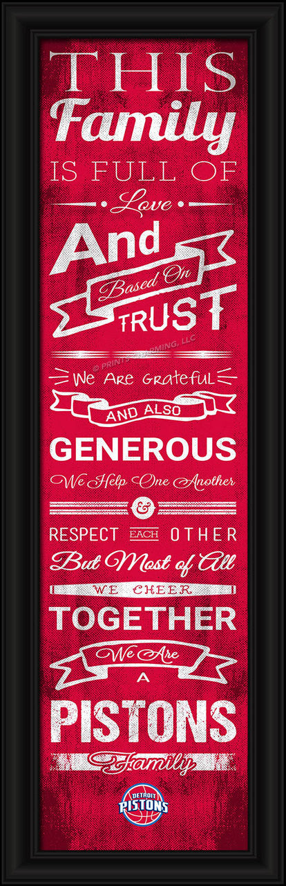 Impresión de la familia de porristas de los Detroit Pistons, 8" x 24"