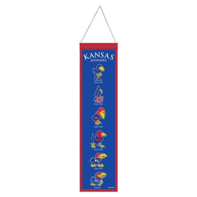 Kansas Jayhawks /College Vault EVOLUTION Wool Banner 8" x 32"