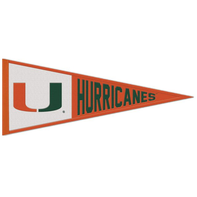 Banderín de lana de los Miami Hurricanes de 13" x 32"