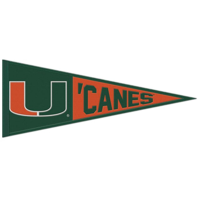 Banderín de lana de los Miami Hurricanes de 13" x 32"