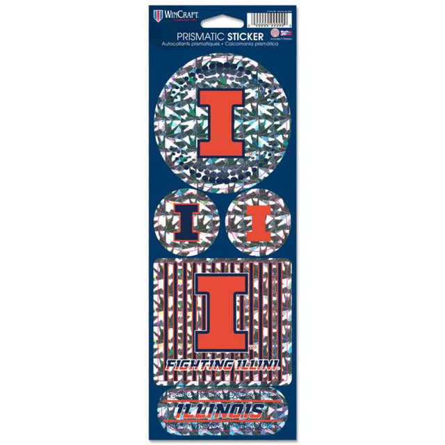 Calcomanía prismática de Illinois Fighting Illini de 4" x 11"
