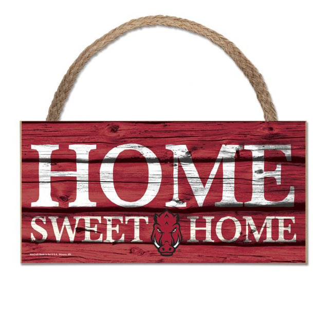 Arkansas Razorbacks HOME SWEET HOME Wood Sign w/Rope 5" x 10"