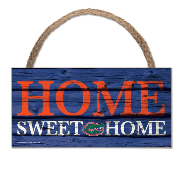 Letrero de madera con cuerda de 5 x 10 pulgadas con la leyenda HOME SWEET HOME de Florida Gators
