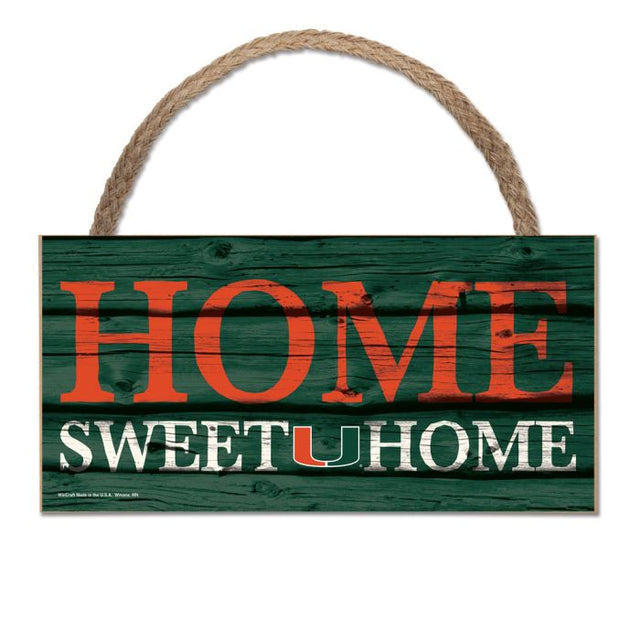 Miami Hurricanes Wood Sign w/Rope 5" x 10"