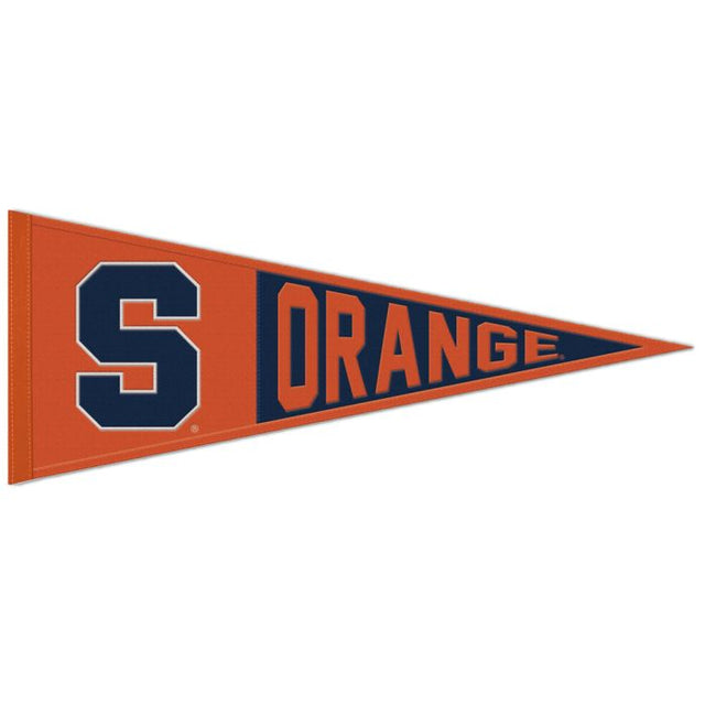 Banderín de lana primaria de color naranja de Syracuse, 13" x 32"