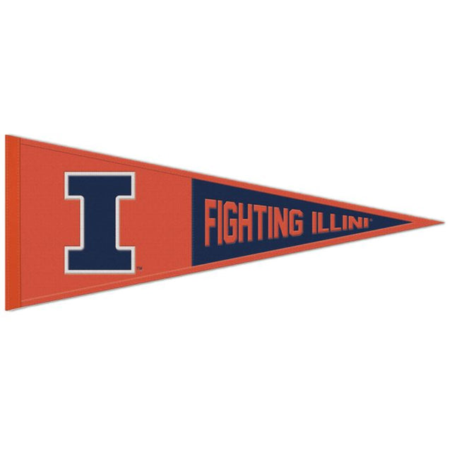 Banderín de lana con el lema de Illinois Fighting Illini, 13" x 32"