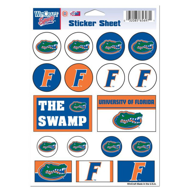 Lámina de calcomanías de vinilo de los Florida Gators de 5" x 7"