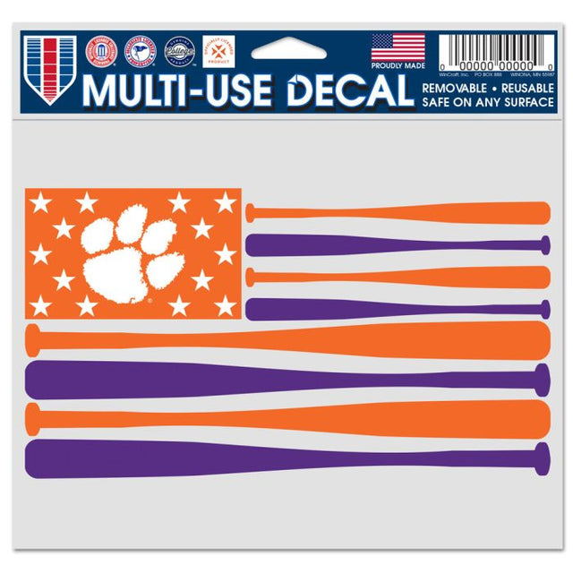 Clemson Tigers BASEBALL BATS Multi-Use Decal -Clear Bckrgd 5" x 6"
